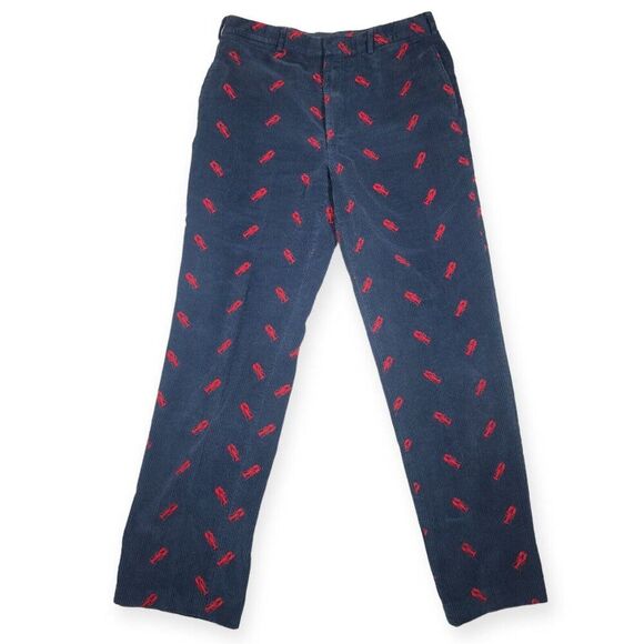 Other - Hand Tailored 80s Lobster All Over Print Blue Corduroy Men's 36